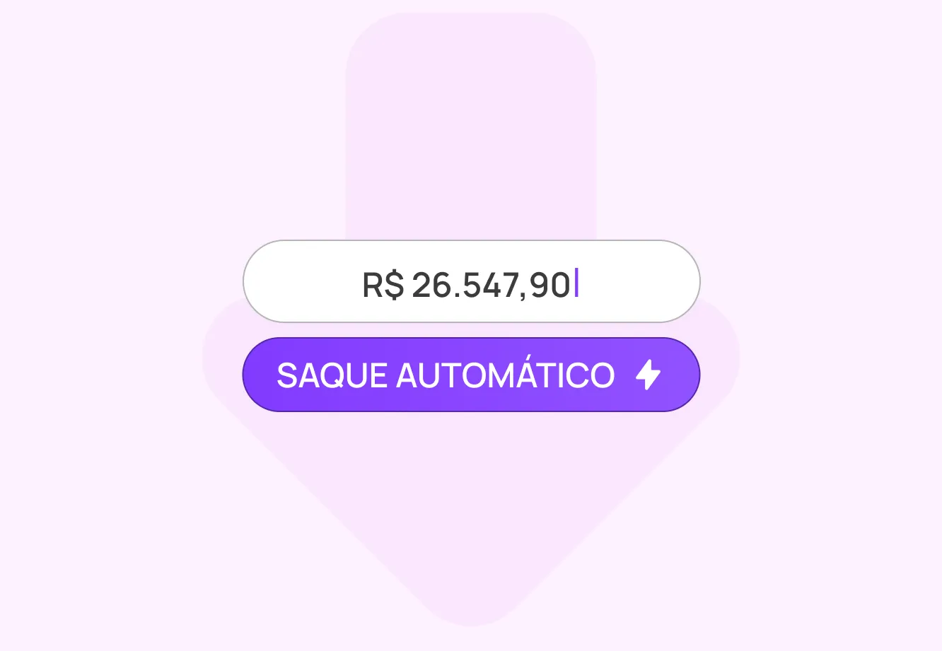 Ilustração de um valor em destaque com botão de saque automático